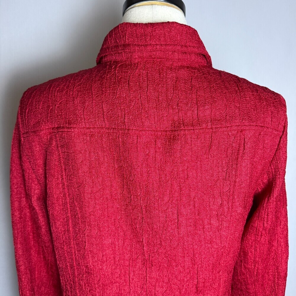N Touch Vintage Red Crinkled Texture Women's Jacket, Sz 10, Pockets Y2K Business - Picture 11 of 16